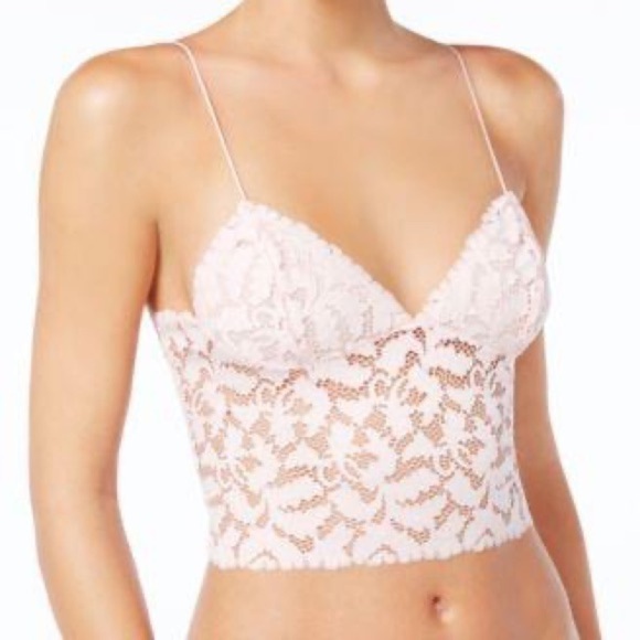 Intimately Free People Sheer Lace Brami Cami Bra Top Pink New Medium - Picture 2 of 8